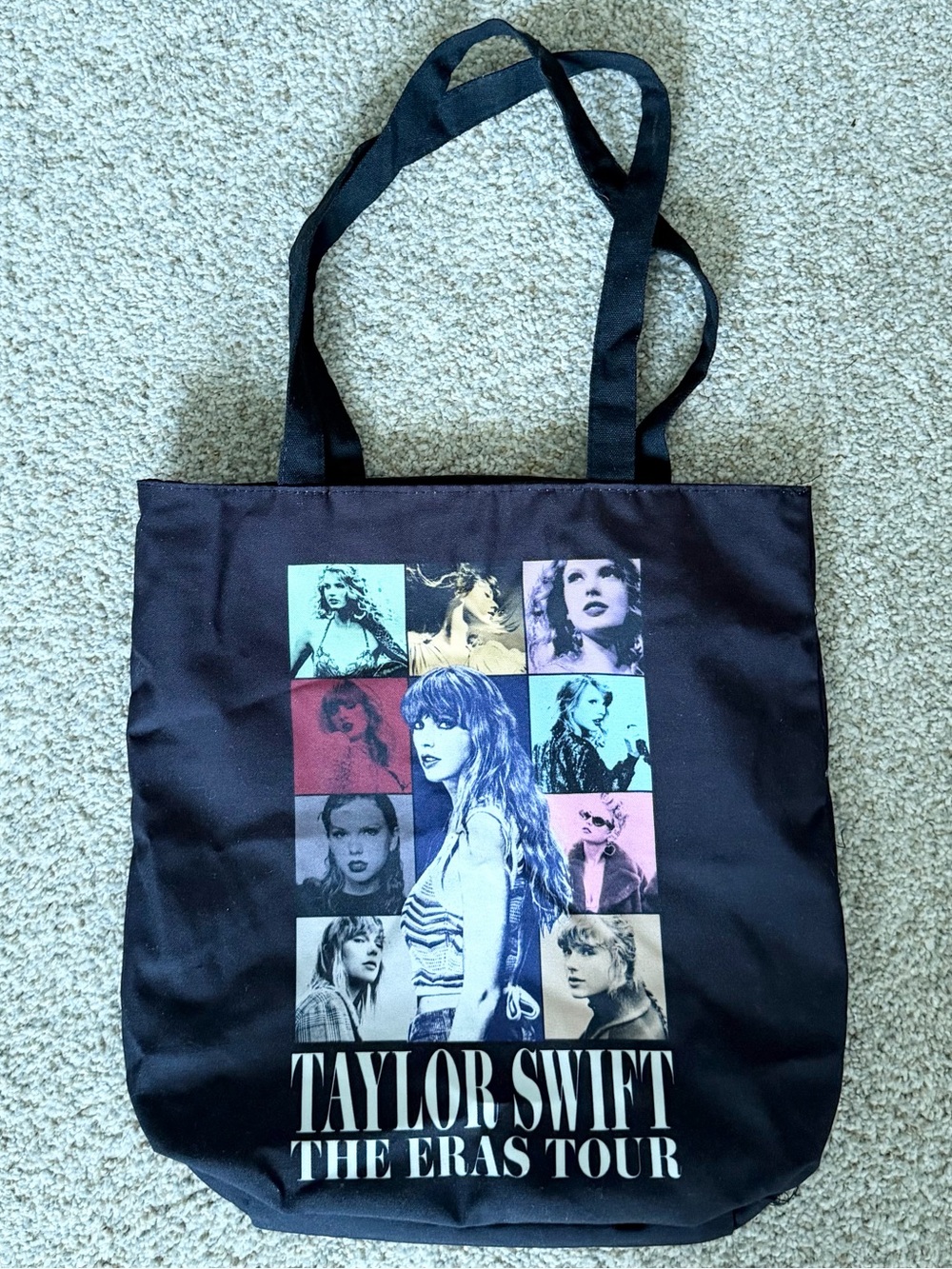 Taylor Swift Black Tote with Multicolor Block Portraits